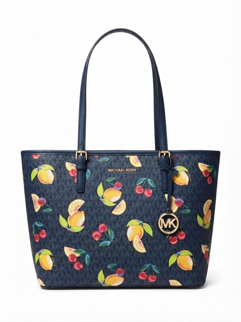 Michael Kors Marilyn Medium Satchel Shoulder Crossbody Bag Admiral Blue Floral